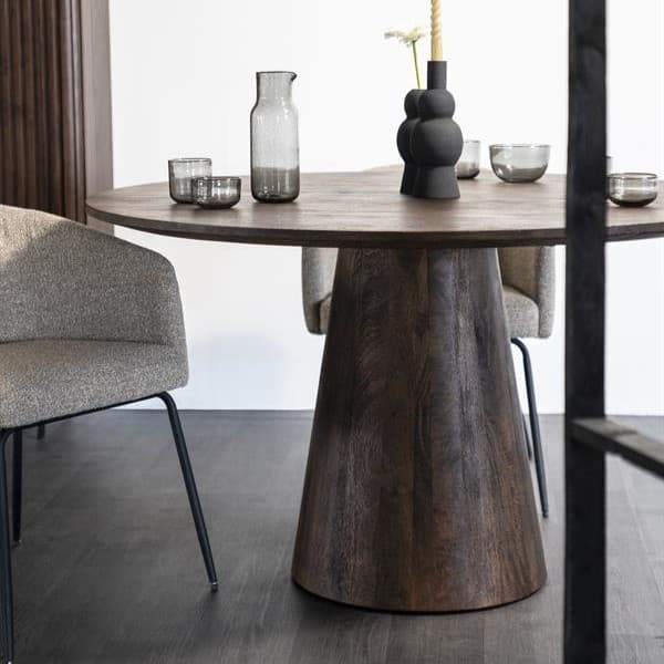 Eettafel Aron rond 130 - bruin