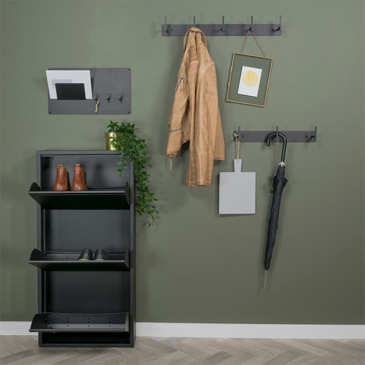 Schoenenkast Bobbie 3 laden zwart (6 paar schoenen) - 9