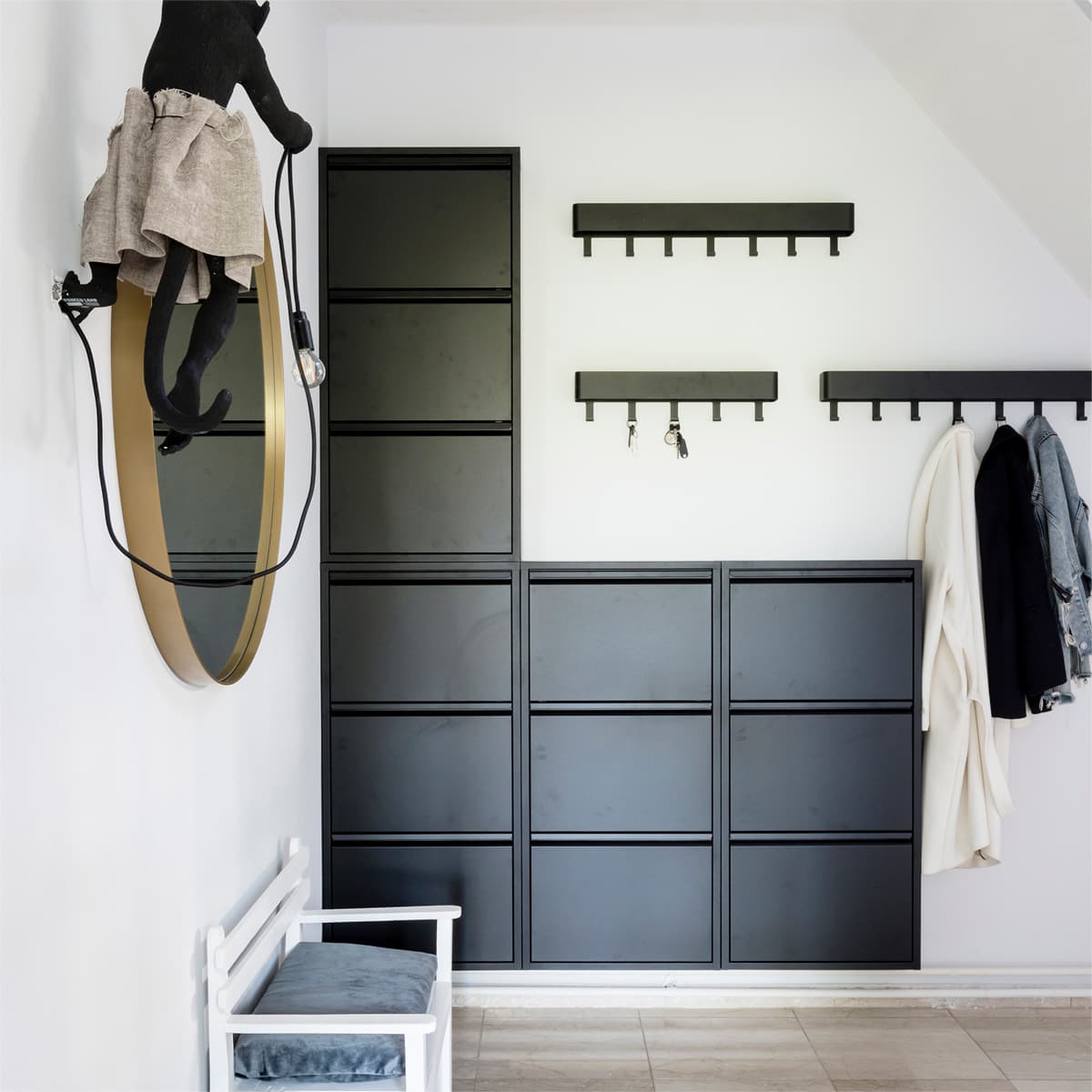 Schoenenkast Bobbie 3 laden zwart (6 paar schoenen) - 11