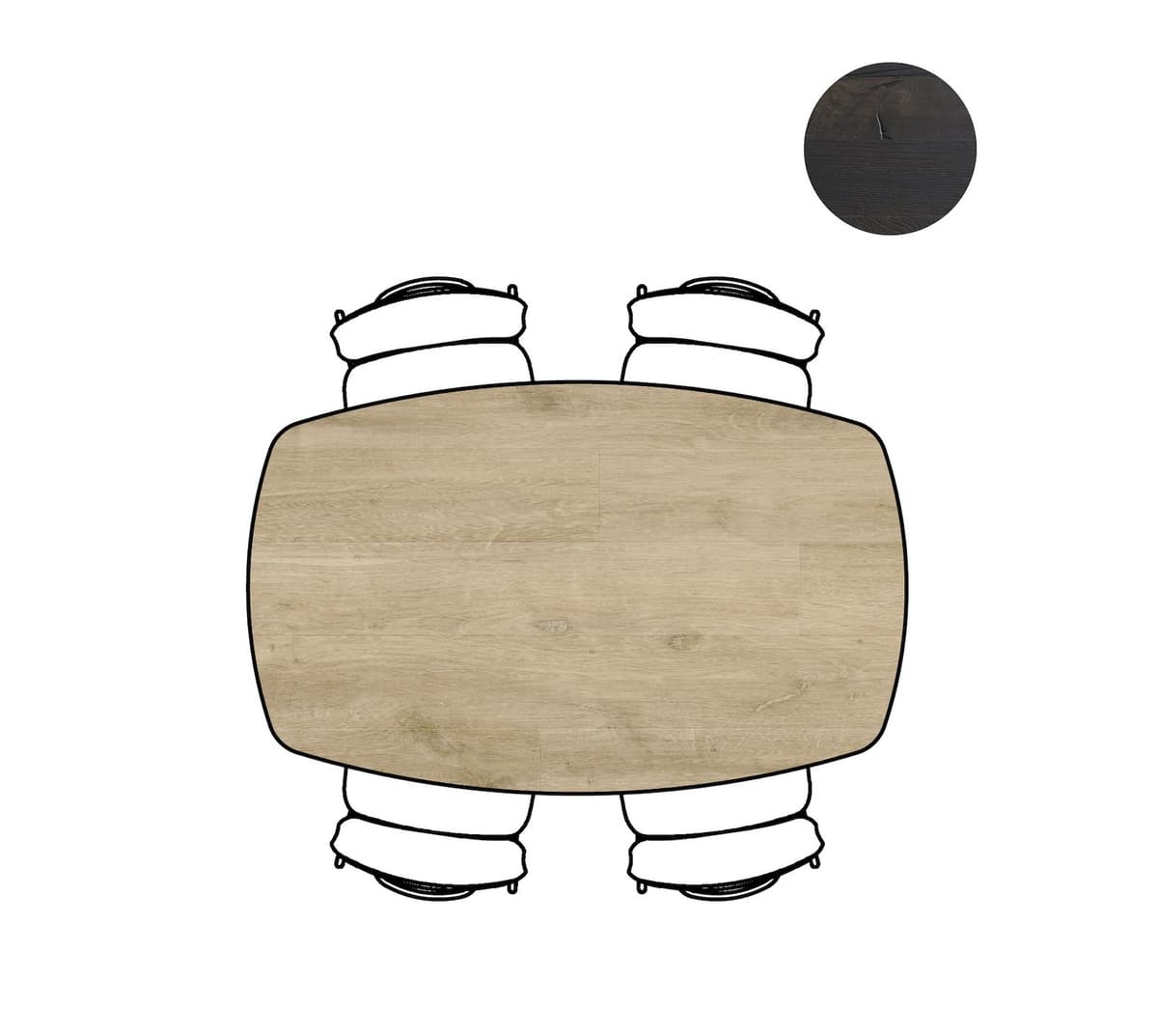 Tafel ovaal 160x100cm Arvada natural - 5