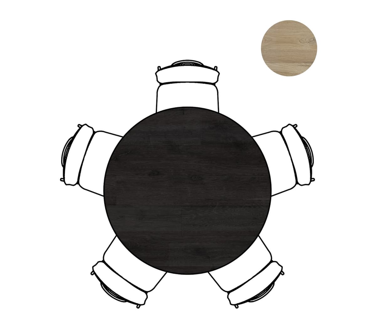 Tafel rond dia125 cn.pt Arvada Centrale poot zwart Onyx - 3