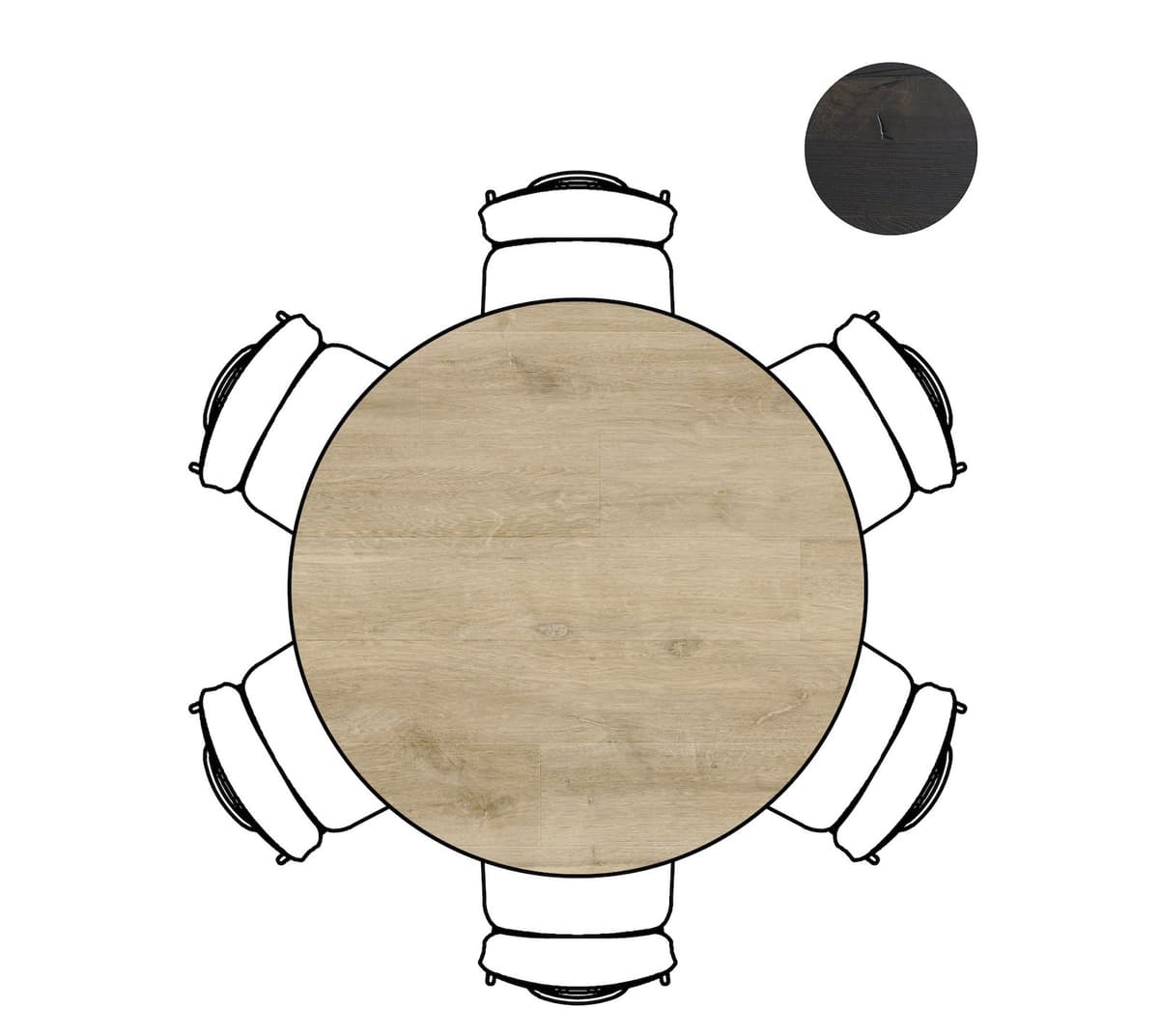 Tafel rond dia 140 cnpt Arvada Centrale poot zwart natural - 3