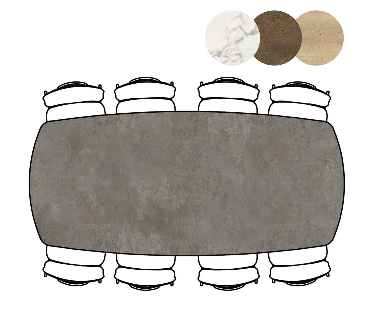 Tafel ovaal 110x240cm Masura Antraciet - 3