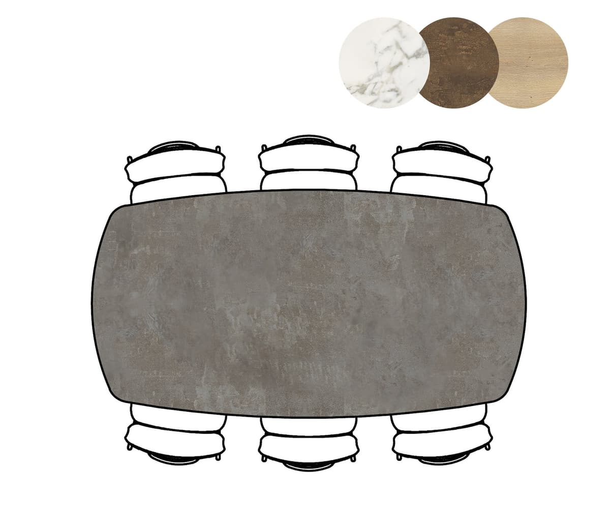 Tafel ovaal 105x200cm Masura Antraciet - 3