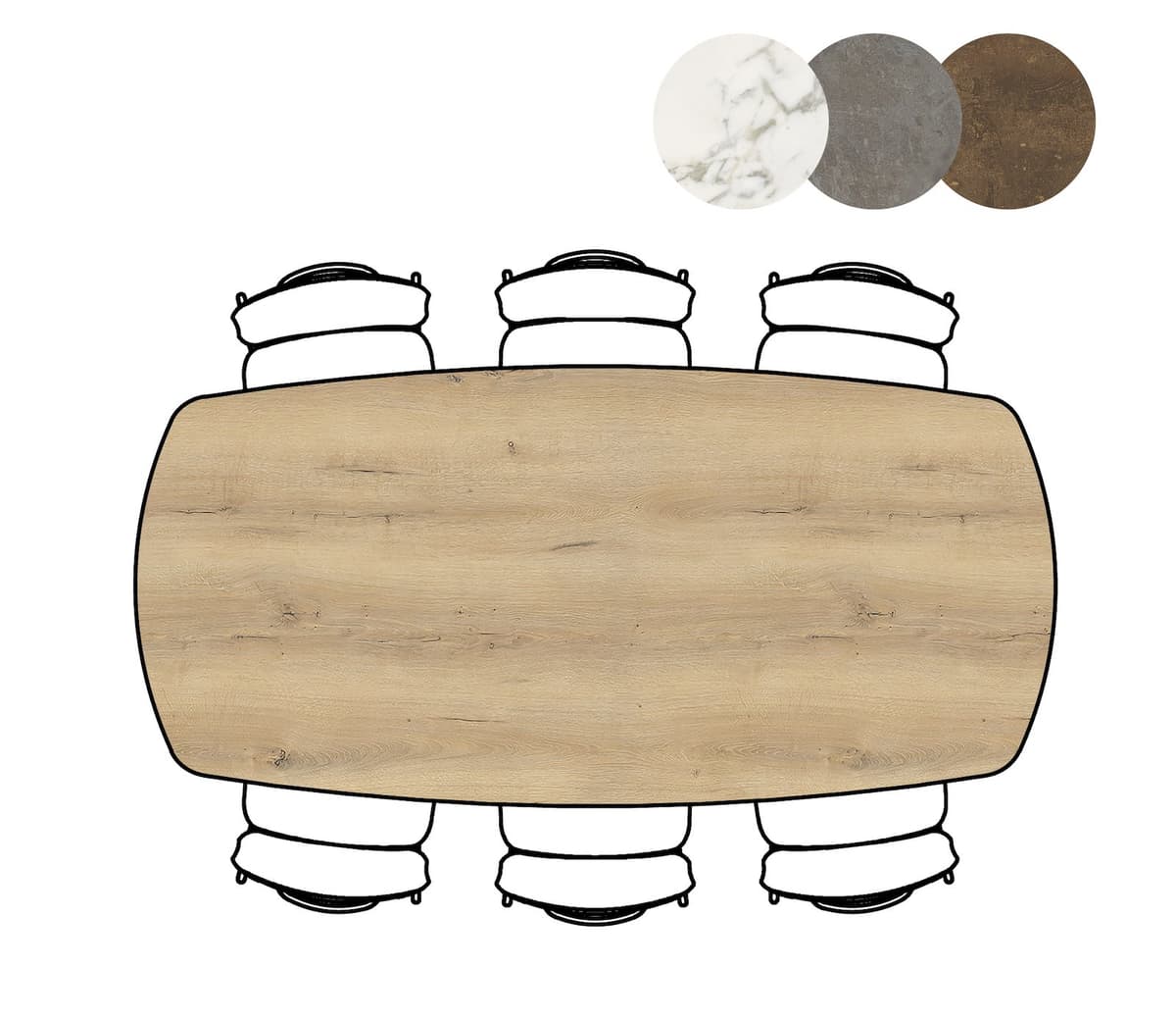 Bartafel ovaal 105x200 Masura Eiken - 3