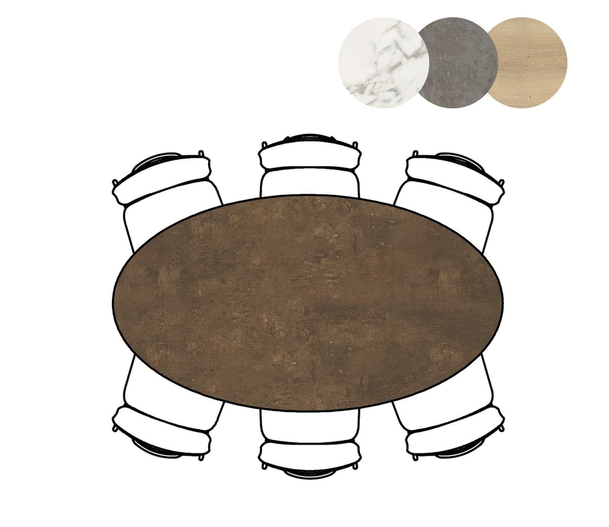 Tafel ellips 100x180cm Masura Roest - 3