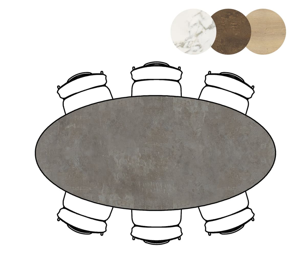 Bartafel 105x220 ellips Masura Antraciet - 3