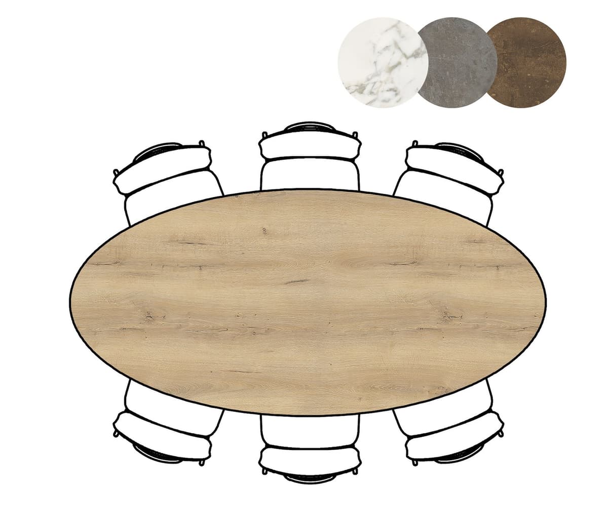 Bartafel 105x220 ellips Masura Eiken - 3