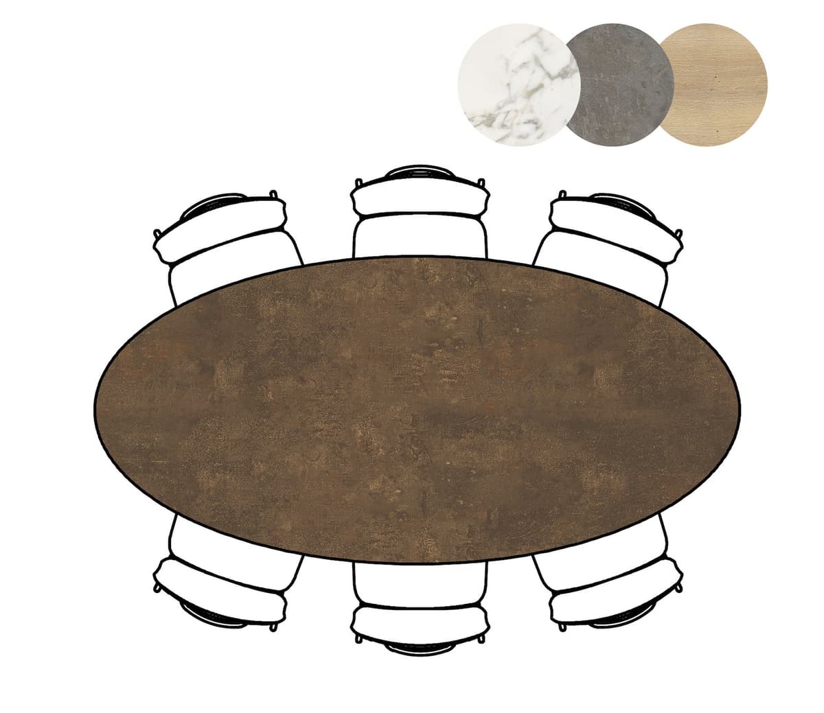 Bartafel 105x220 ellips Masura Roest - 3